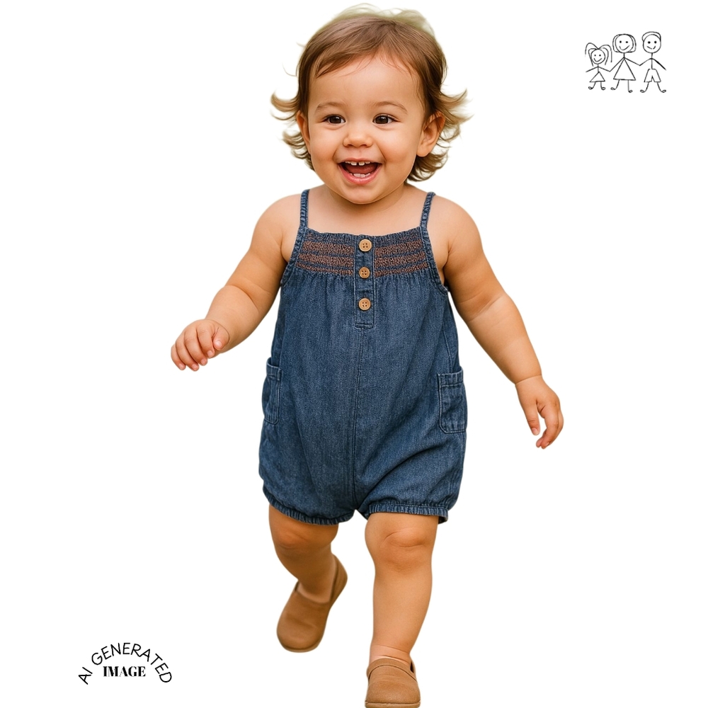 CARTER'S DENIM BUBBLE ROMPER SIZE 12 MOS